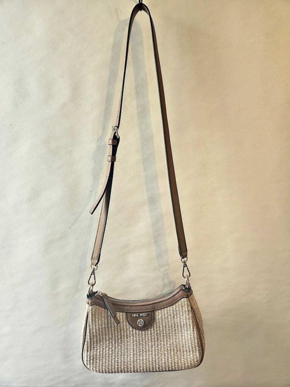 Nine West Woven Crossbody Bag in Brown & Beige Like New